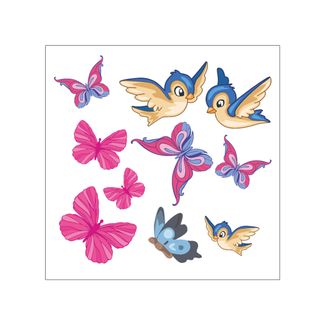 Textilné nálepky - Motýle a vtáčiky